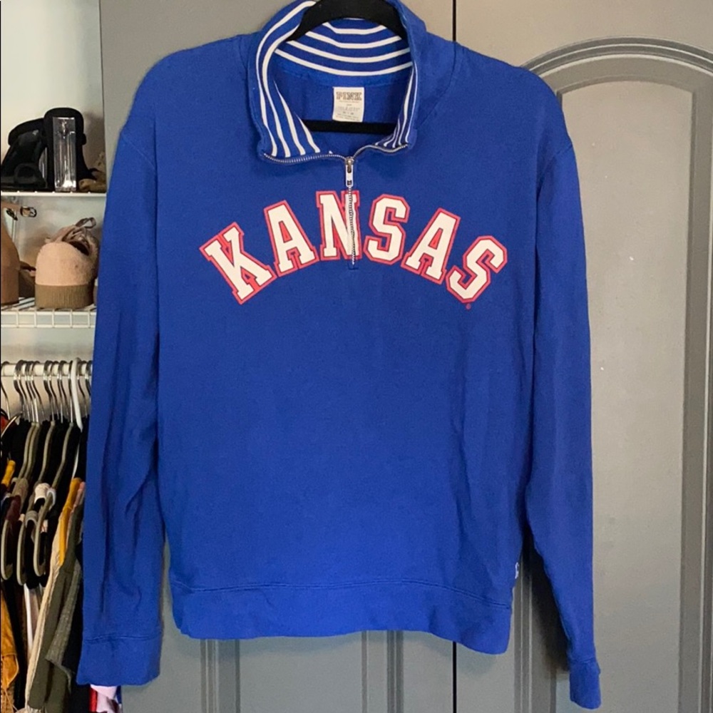 KU/Jayhawks 1/4 zip pullover PINK